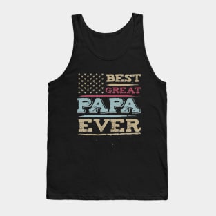 Best Great PAPA Ever For Grandpa With Vintage American Flag Father's Day Tank Top